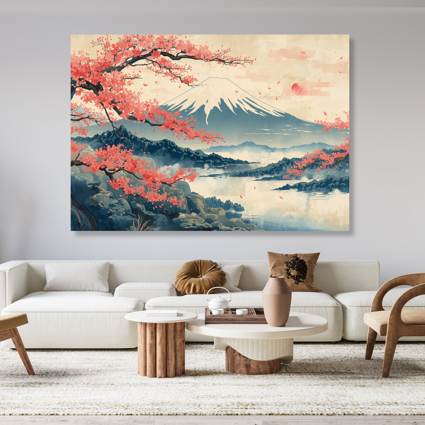 Mount Fuji Vintage Wall Art Canvas Print