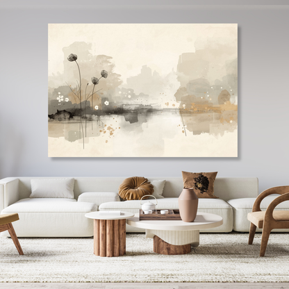 Japandi Pond Wall Art Canvas Print