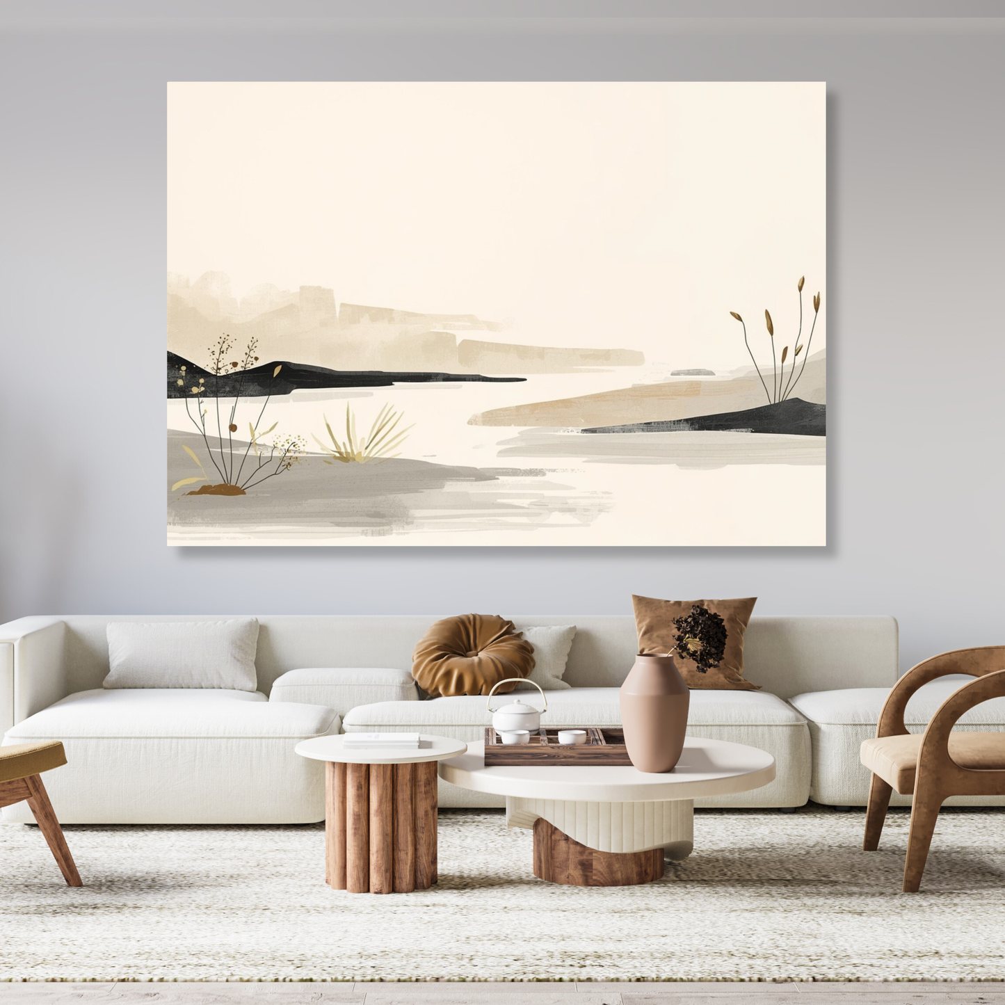 Japandi Stream Wall Art Canvas Print