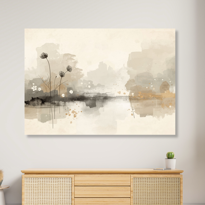 Japandi Pond Wall Art Canvas Print