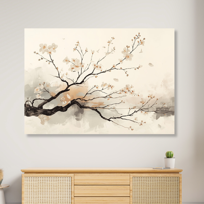 Japandi Cherry Blossom Branch Wall Art Canvas Print