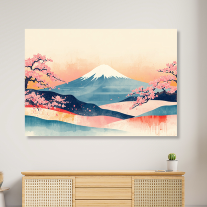 Mount Fuji Technicolour Wall Art Canvas Print
