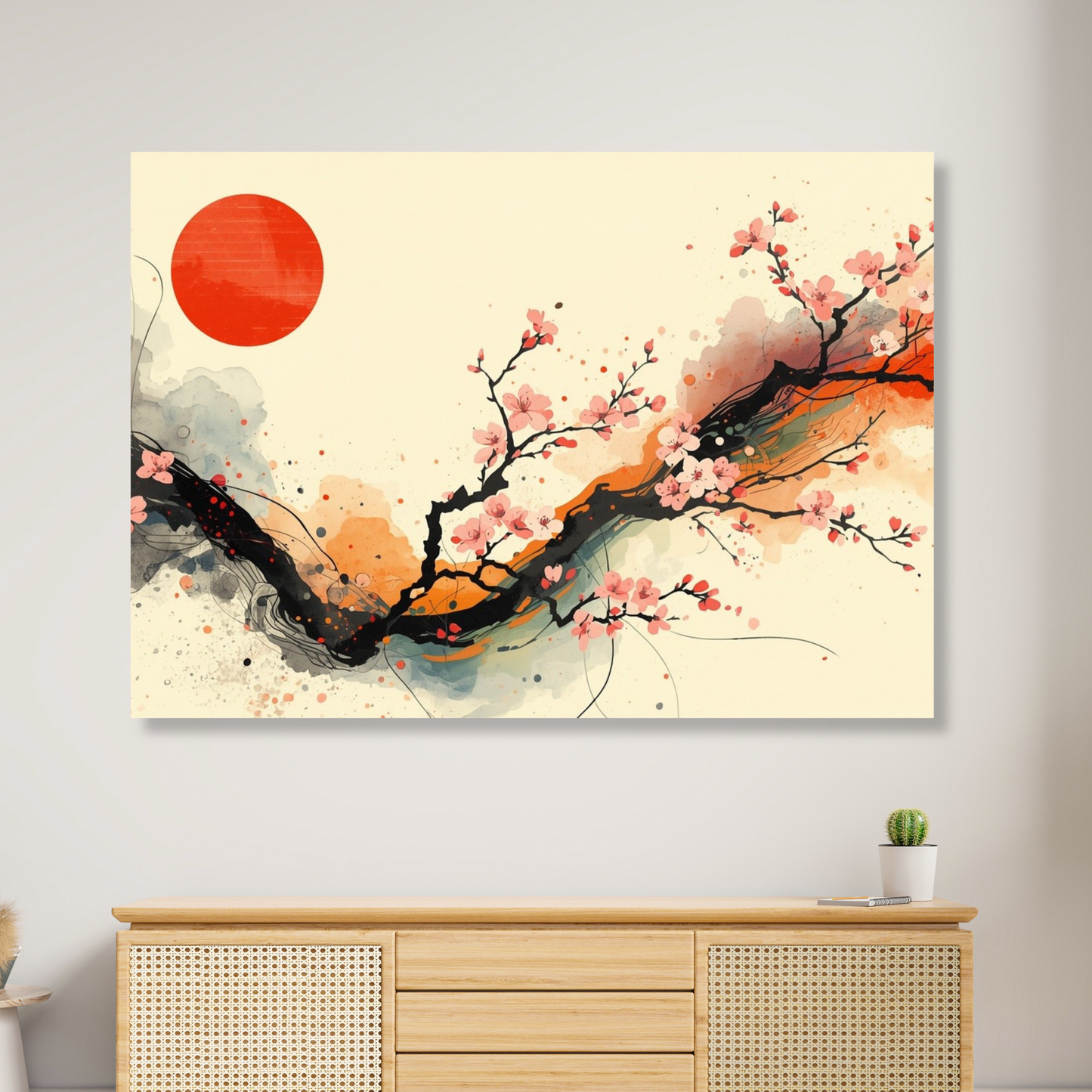 Abstract Cherry Blossom Wall Art Canvas Print