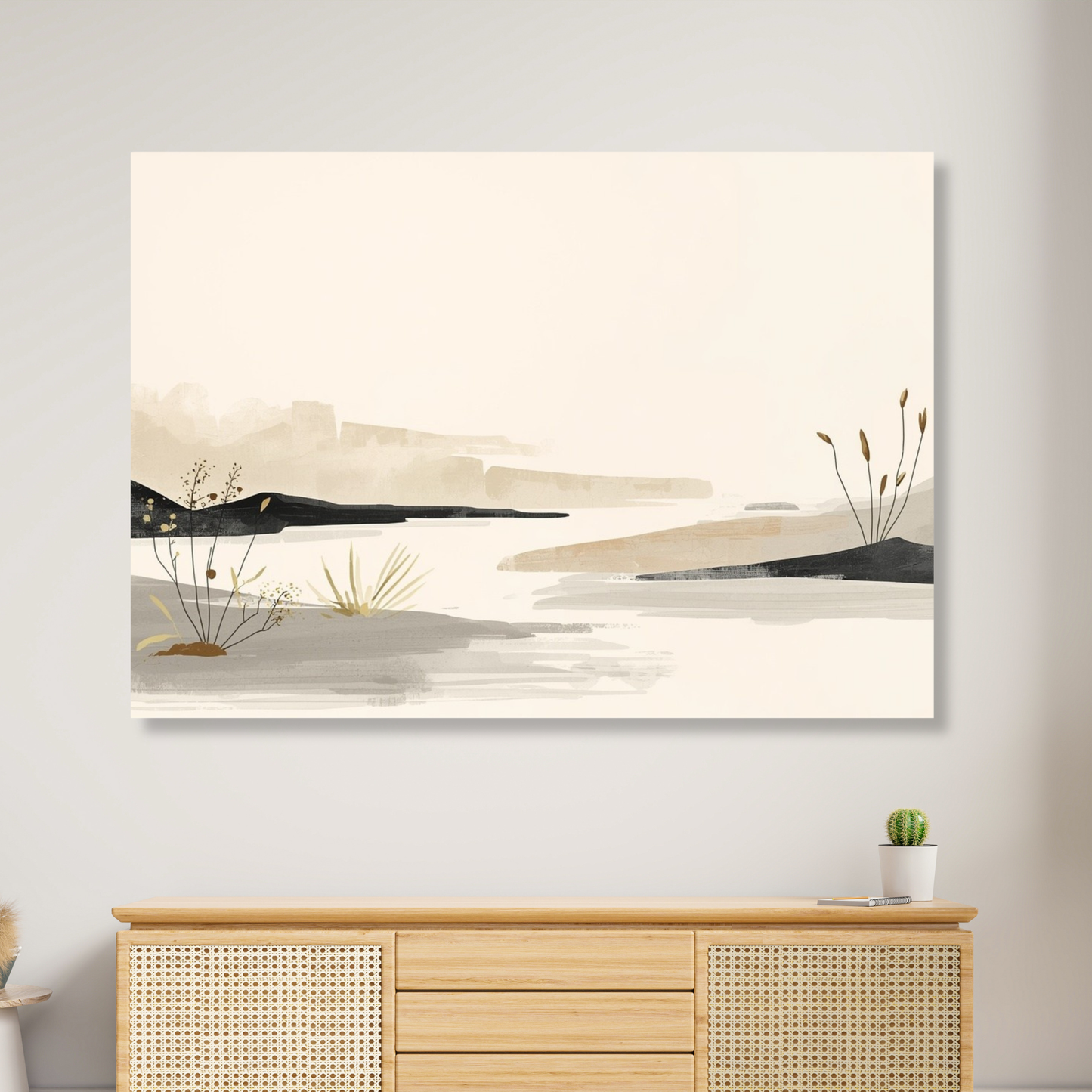 Japandi Stream Wall Art Canvas Print