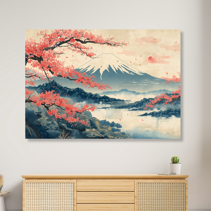 Mount Fuji Vintage Wall Art Canvas Print
