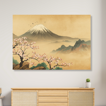 Vintage Mount Fuji Wall Art Canvas Print