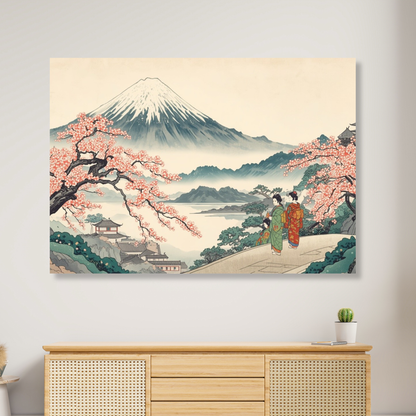 Mount Fuji Cherry Blossoms Wall Art Canvas Print