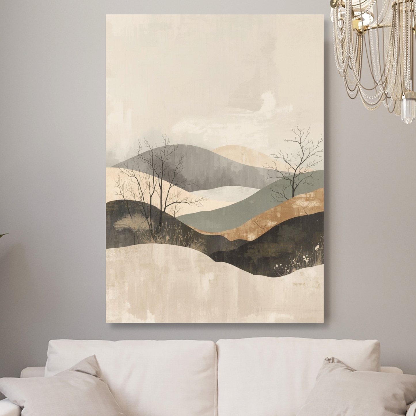 Japandi Mountains Wall Art Canvas Print