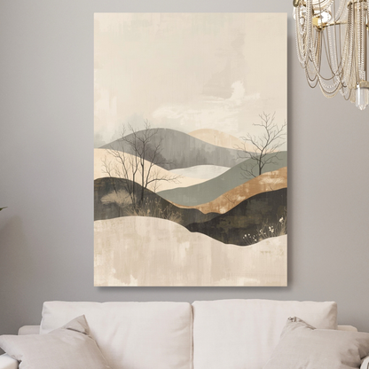 Japandi Mountains Wall Art Canvas Print