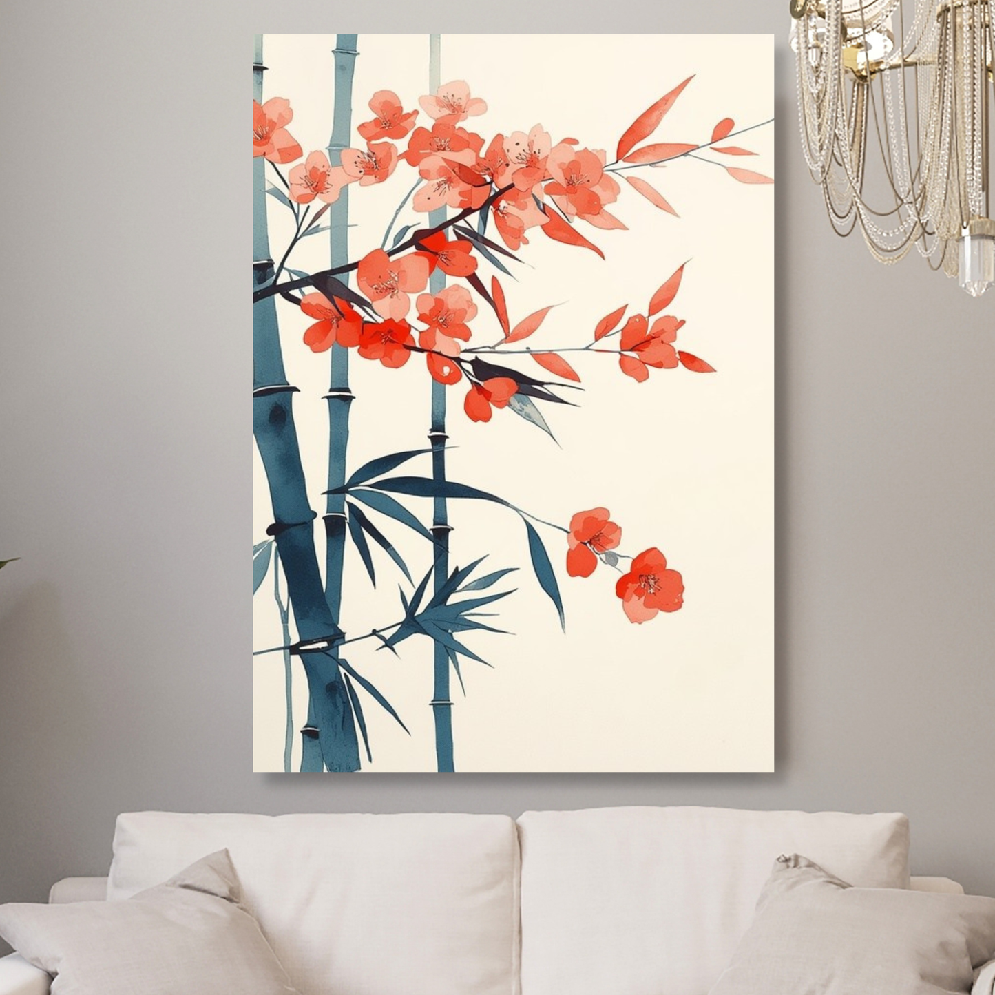 Japanese Flowering Bamboo Wall Art Canvas Print