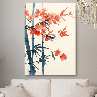 Japanese Flowering Bamboo Wall Art Canvas Print
