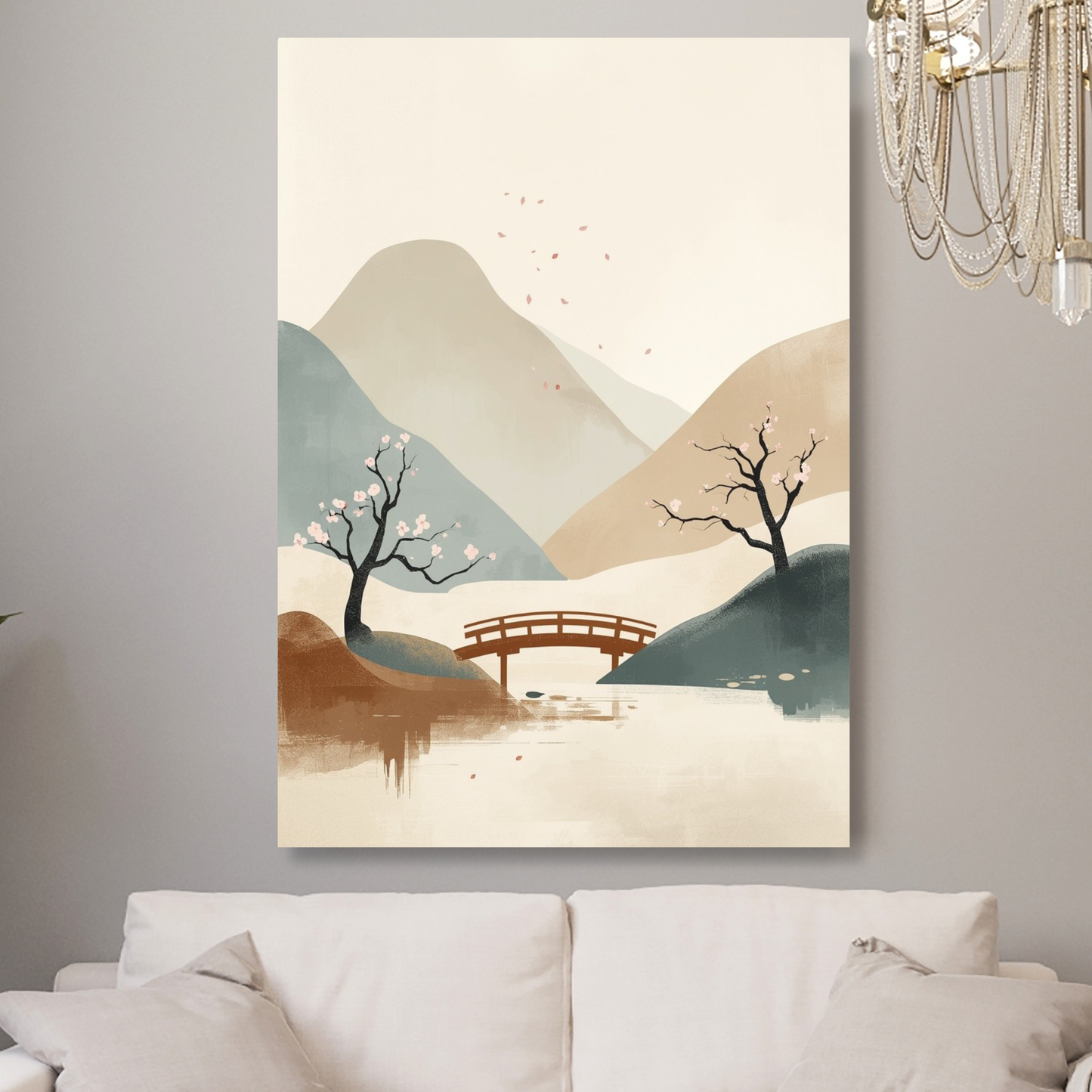 Japandi Japanese Garden Wall Art Canvas Print