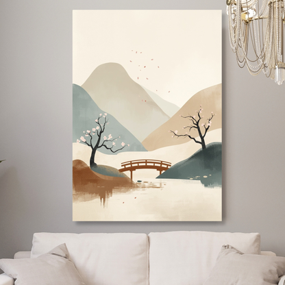 Japandi Japanese Garden Wall Art Canvas Print