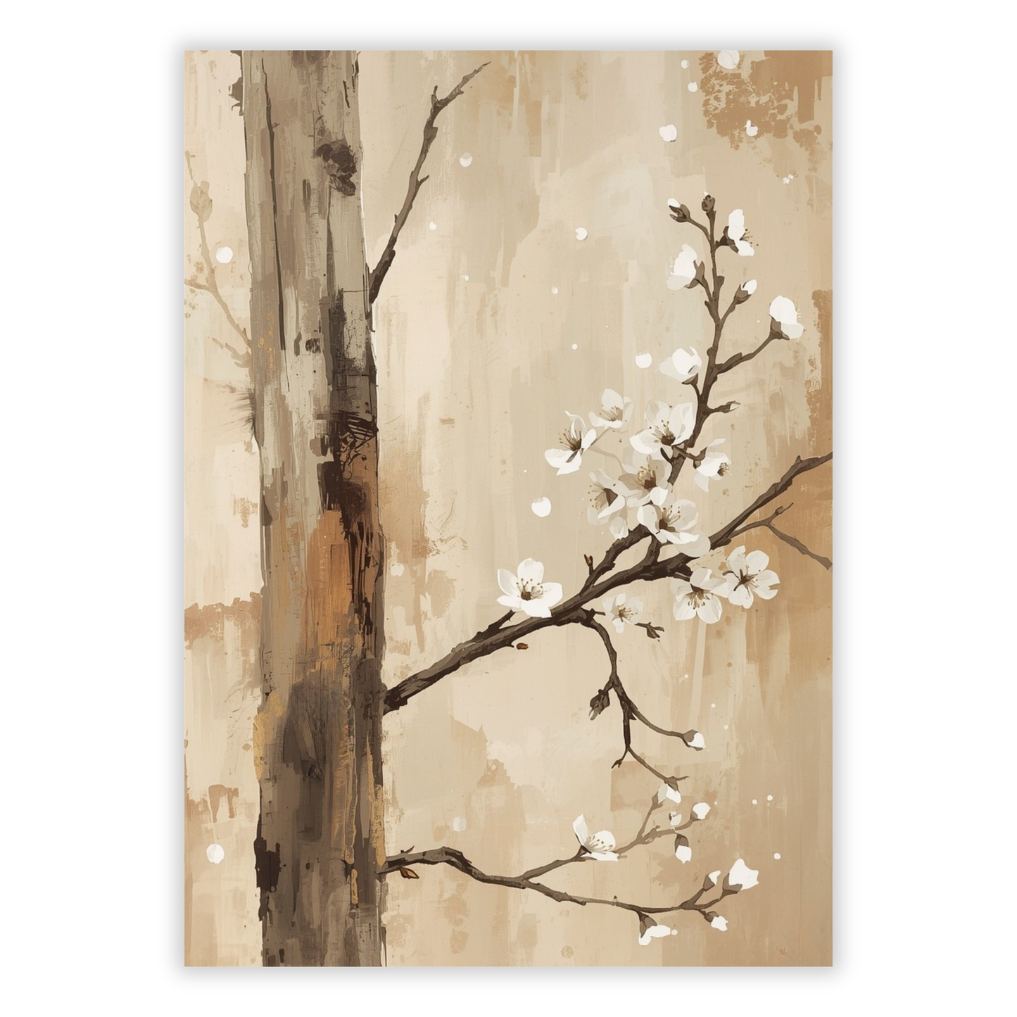 Japanese Cherry Blossom Branch Wall Art Canvas Print