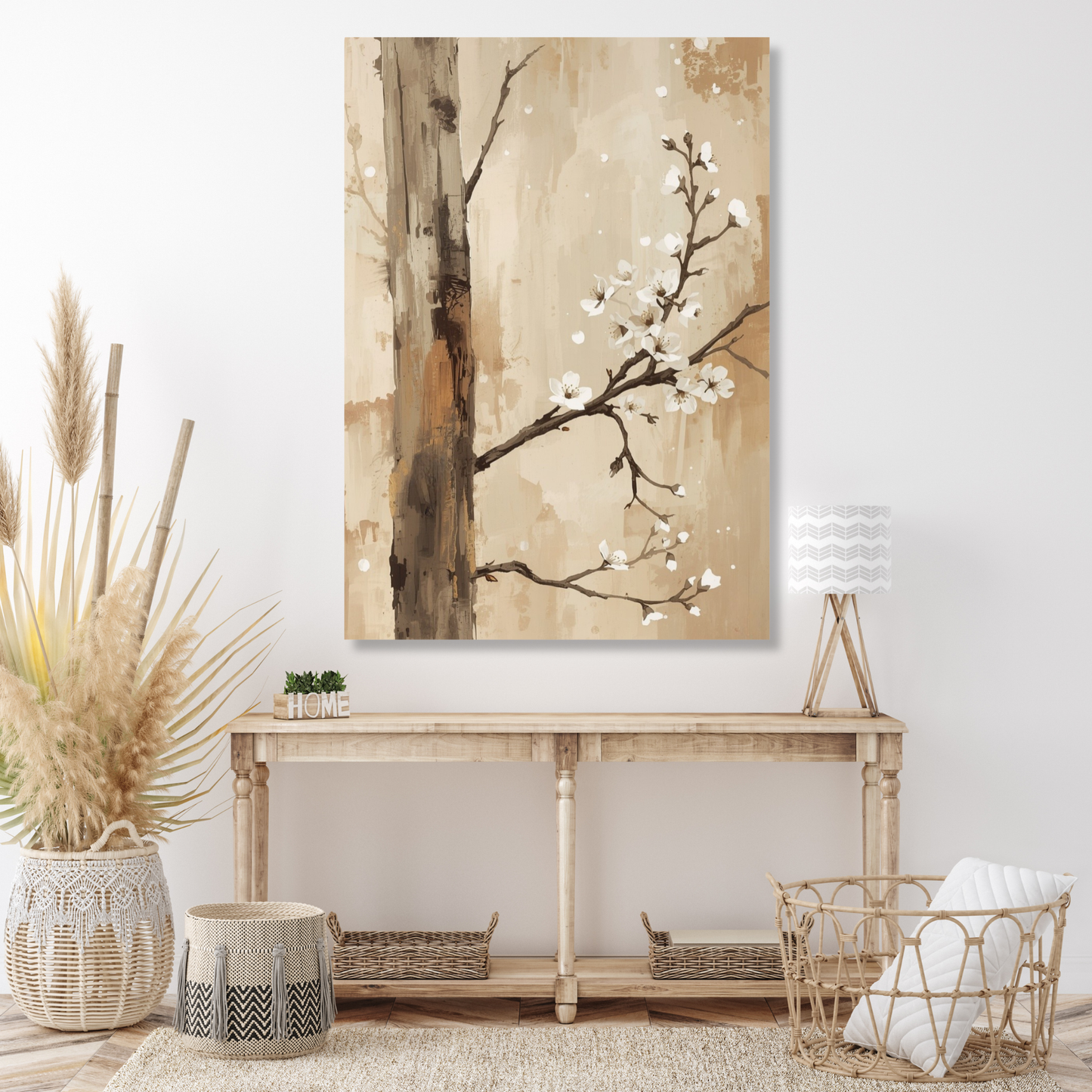 Japanese Cherry Blossom Branch Wall Art Canvas Print