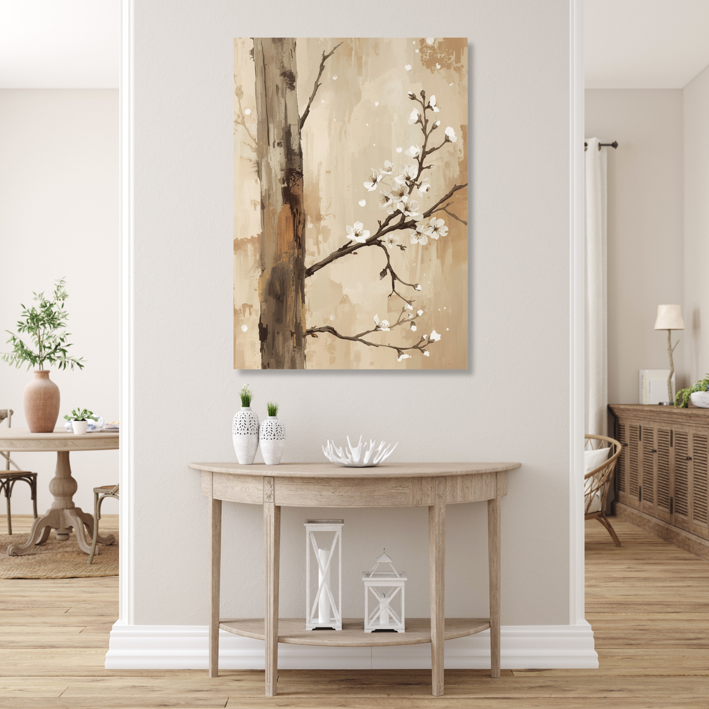 Japanese Cherry Blossom Branch Wall Art Canvas Print