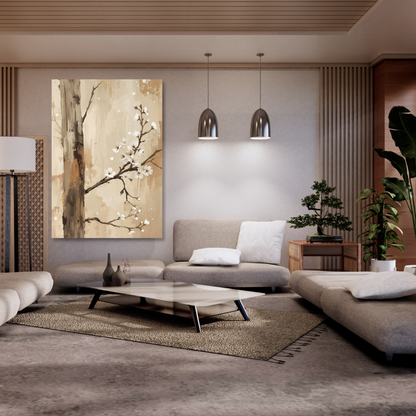 Japanese Cherry Blossom Branch Wall Art Canvas Print