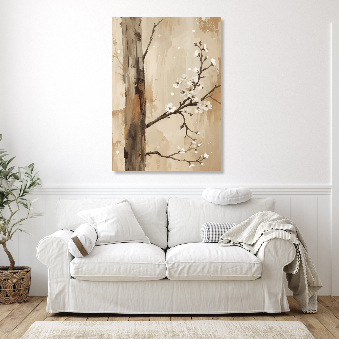 Japanese Cherry Blossom Branch Wall Art Canvas Print