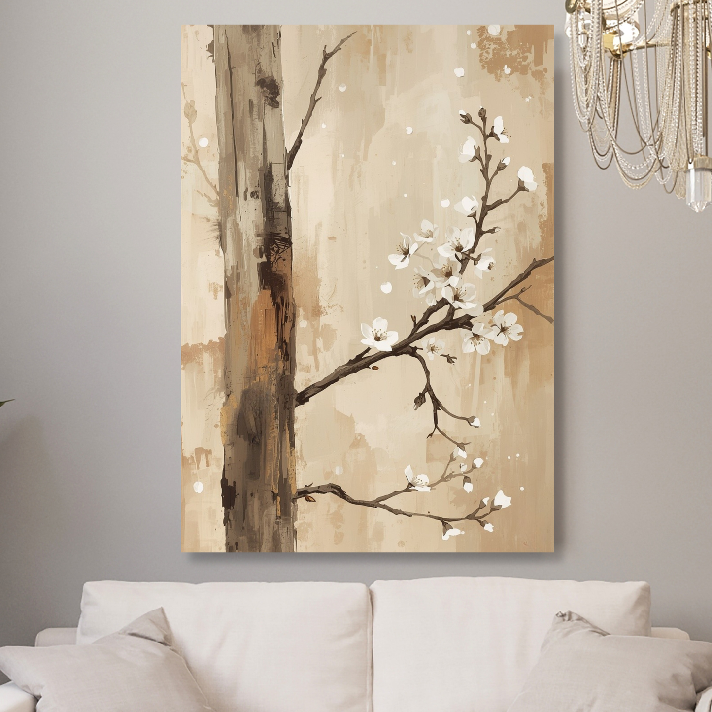 Japanese Cherry Blossom Branch Wall Art Canvas Print
