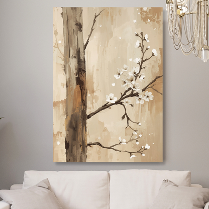 Japanese Cherry Blossom Branch Wall Art Canvas Print