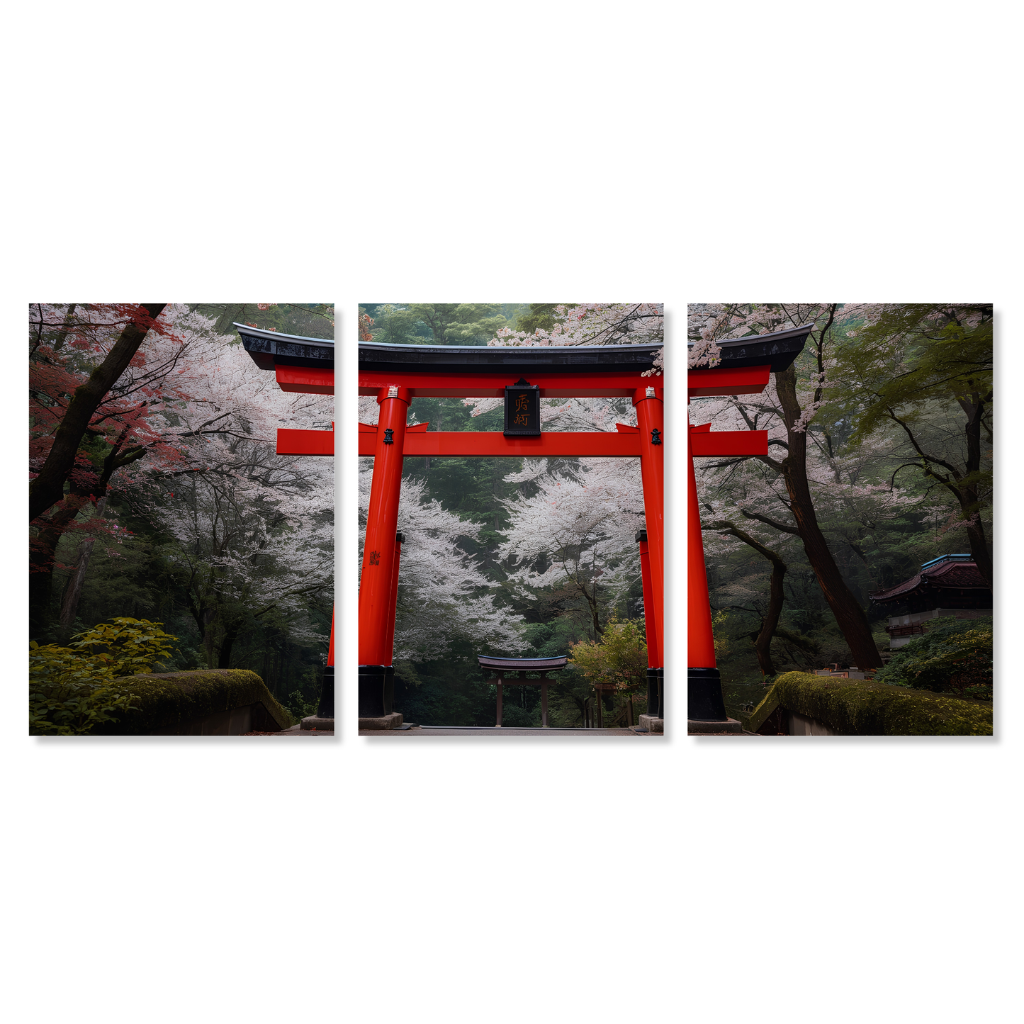 Japanese Torii Gates Set of 3 Wall Art Canvas Prints