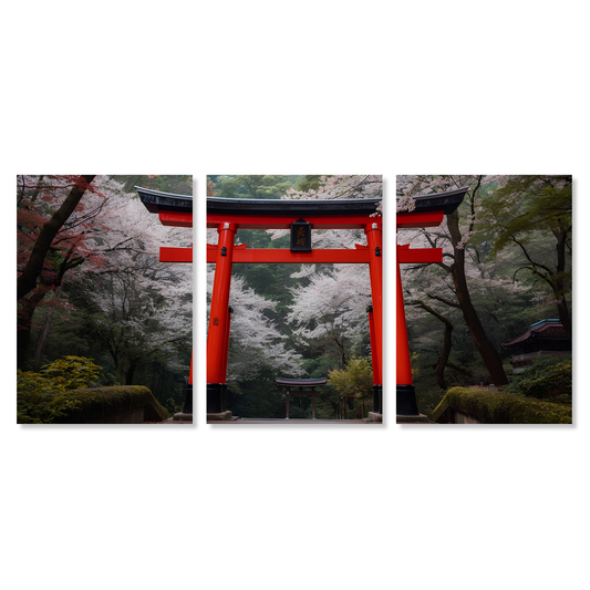 Japanese Torii Gates Set of 3 Wall Art Canvas Prints