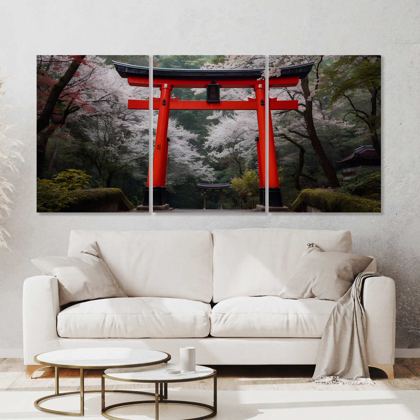 Japanese Torii Gates Set of 3 Wall Art Canvas Prints