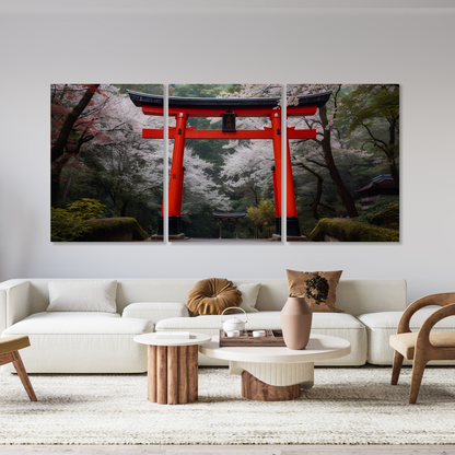 Japanese Torii Gates Set of 3 Wall Art Canvas Prints
