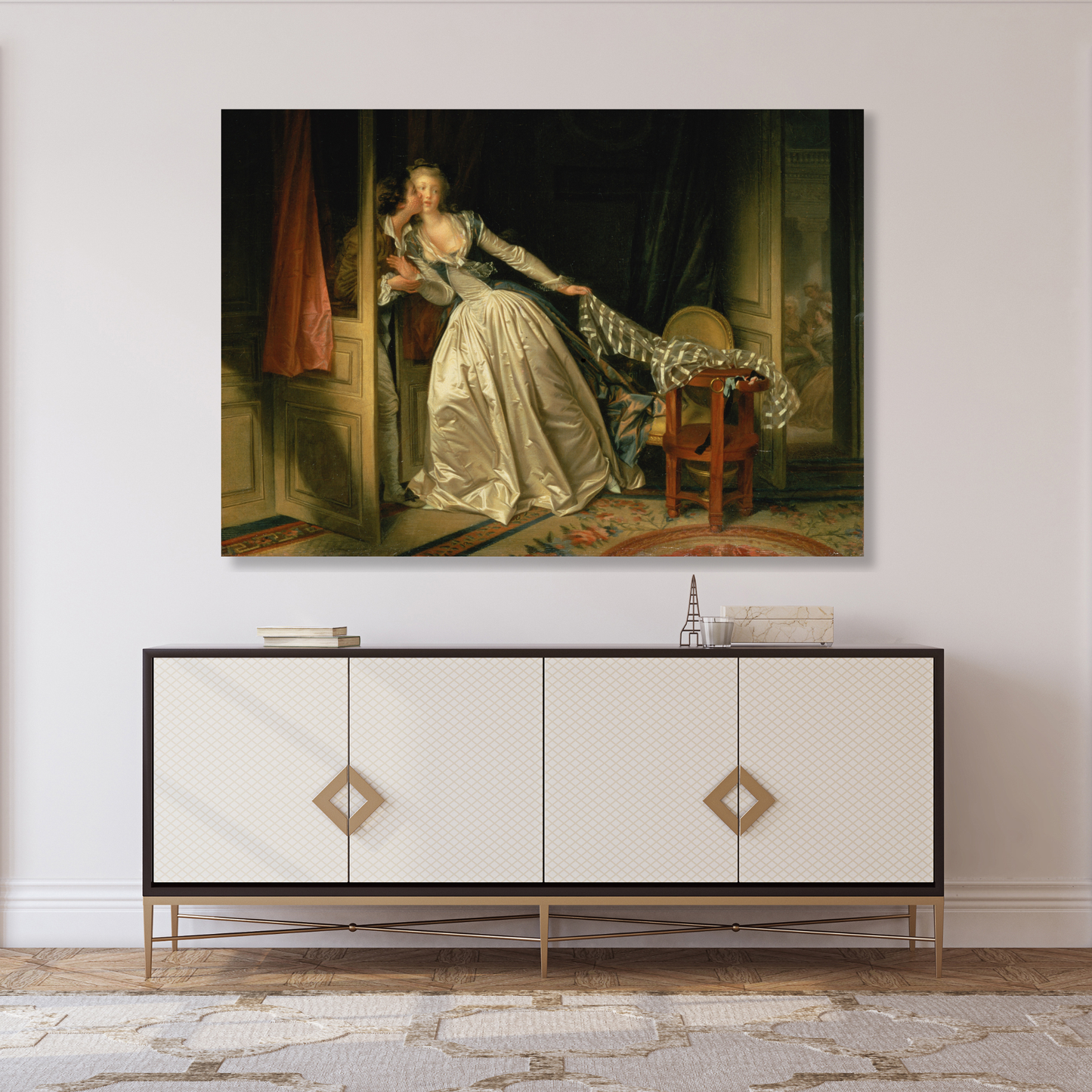 Jean-Honoré Fragonard - The Stolen Kiss Wall Art Canvas Print