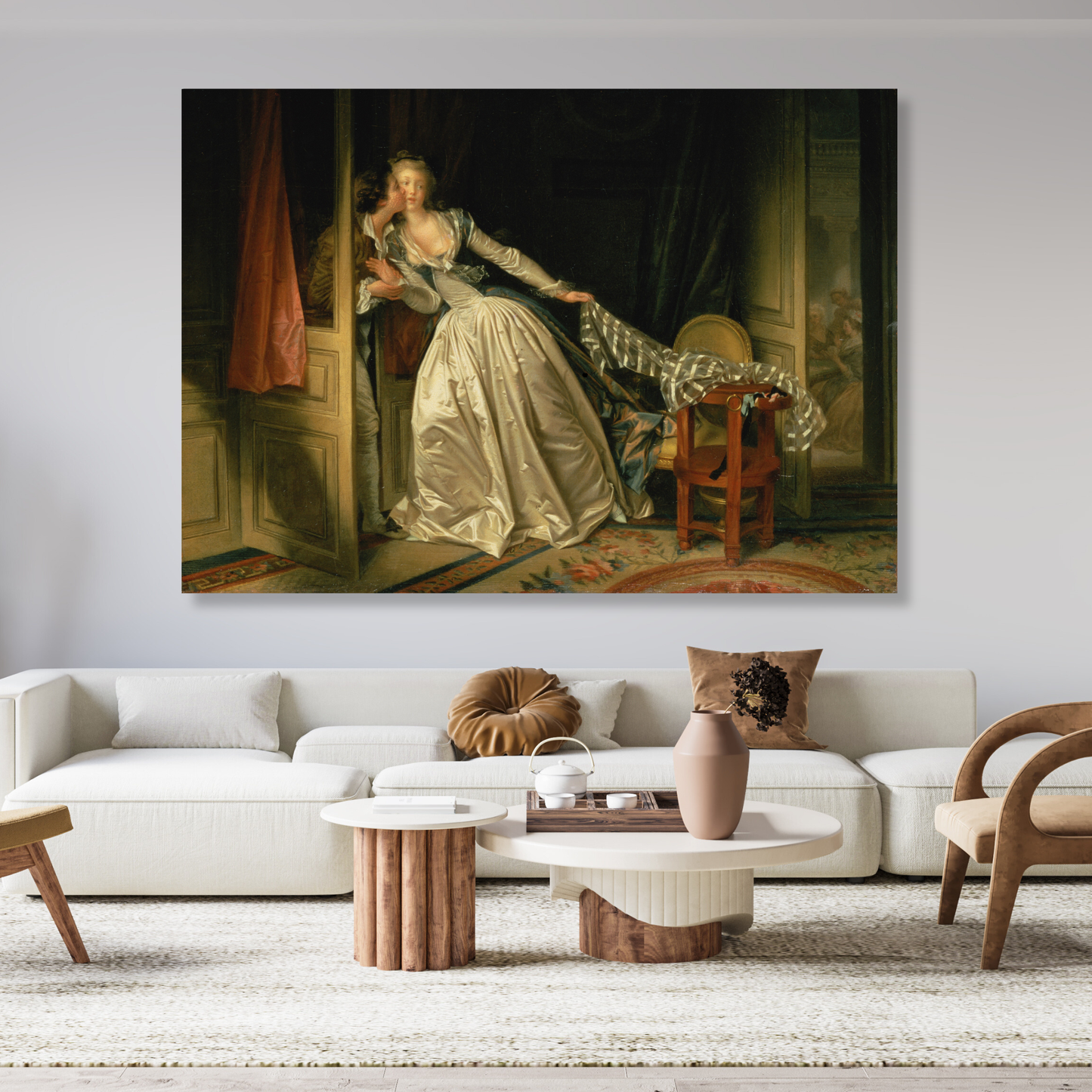 Jean-Honoré Fragonard - The Stolen Kiss Wall Art Canvas Print
