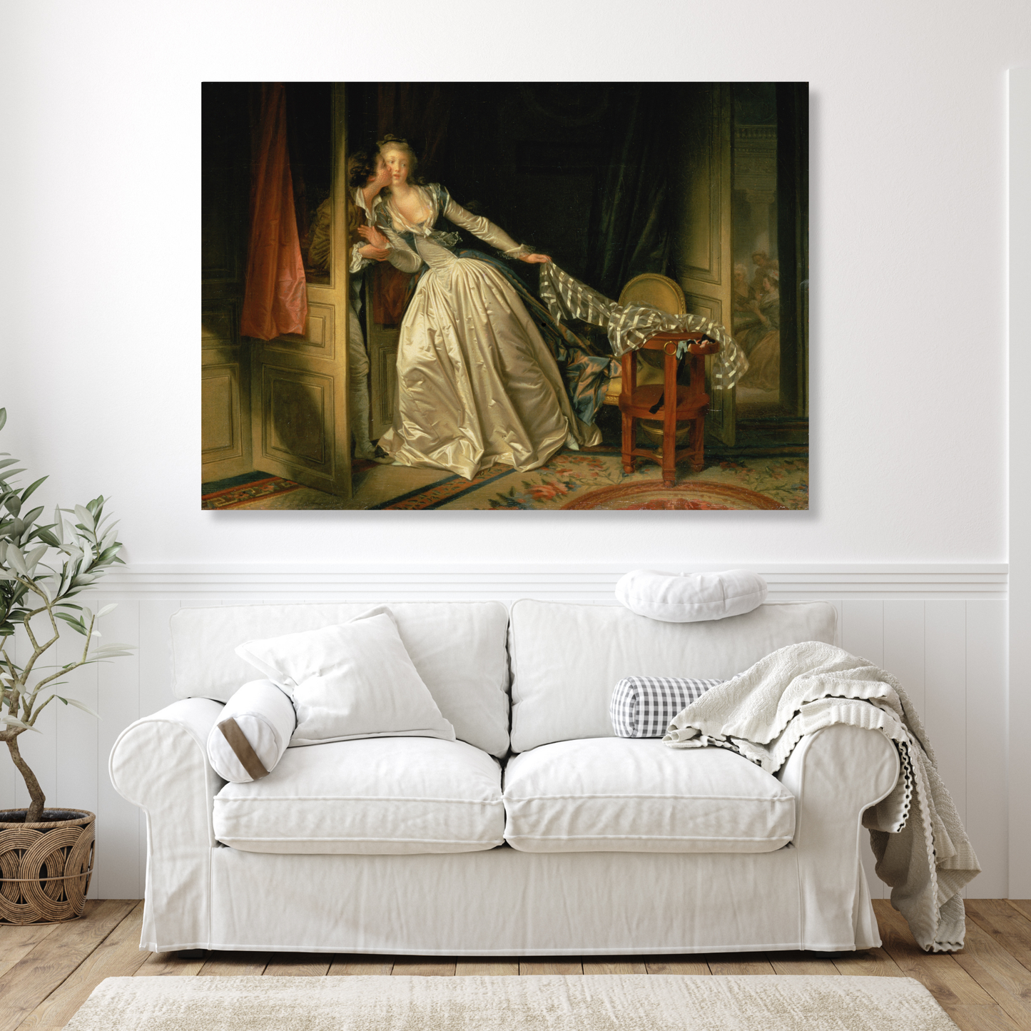 Jean-Honoré Fragonard - The Stolen Kiss Wall Art Canvas Print