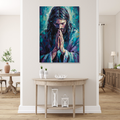 Jesus Praying Wall Art Canvas Print