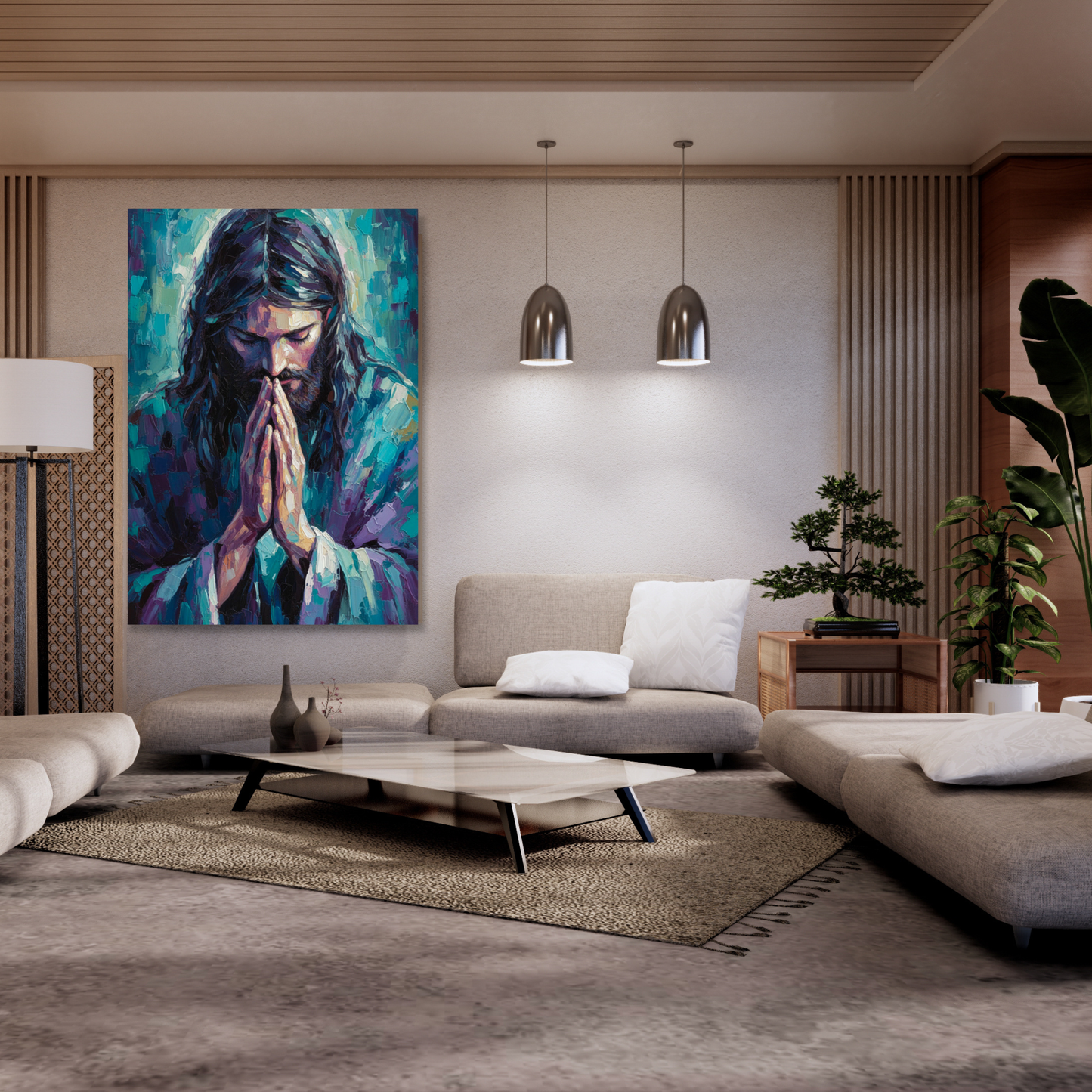 Jesus Praying Wall Art Canvas Print