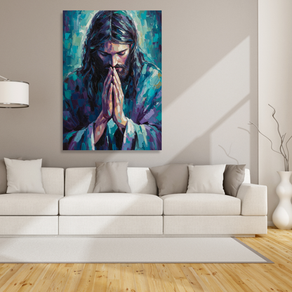 Jesus Praying Wall Art Canvas Print