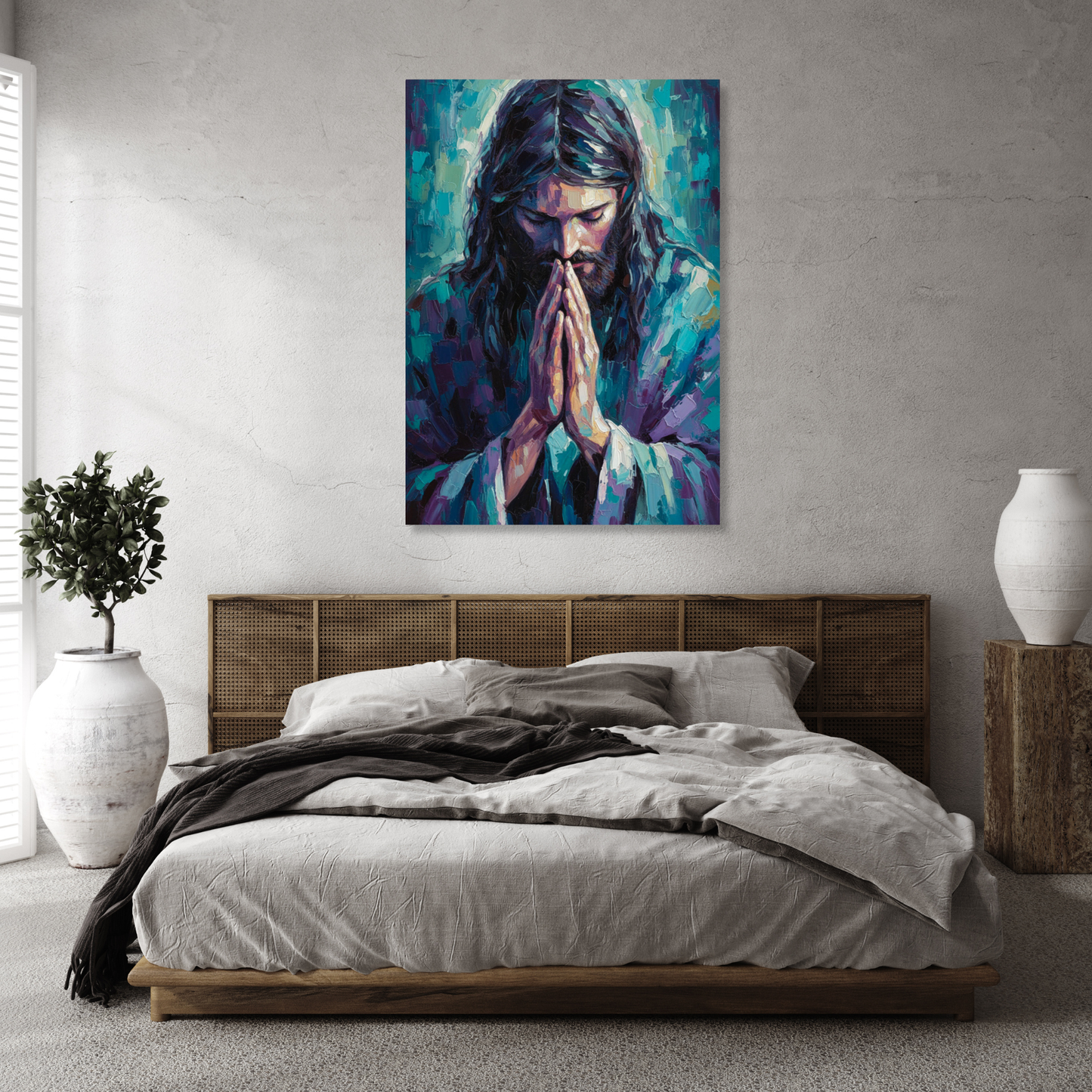 Jesus Praying Wall Art Canvas Print