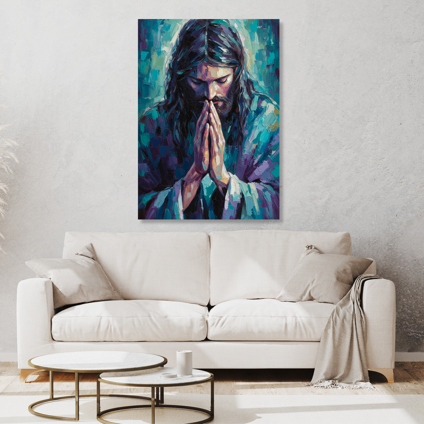 Jesus Praying Wall Art Canvas Print