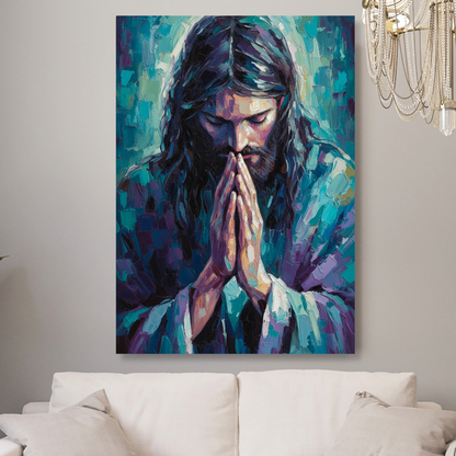 Jesus Praying Wall Art Canvas Print