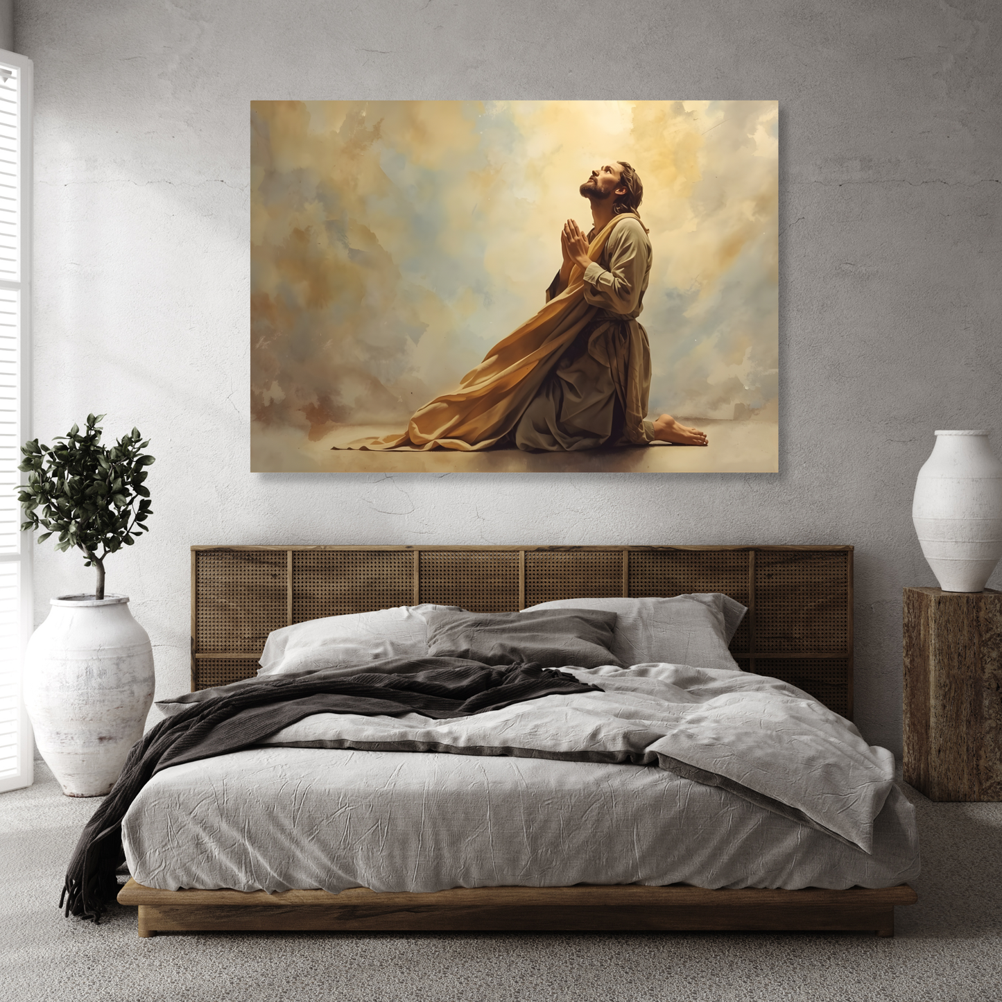Jesus In Prayer Wall Art Canvas Print