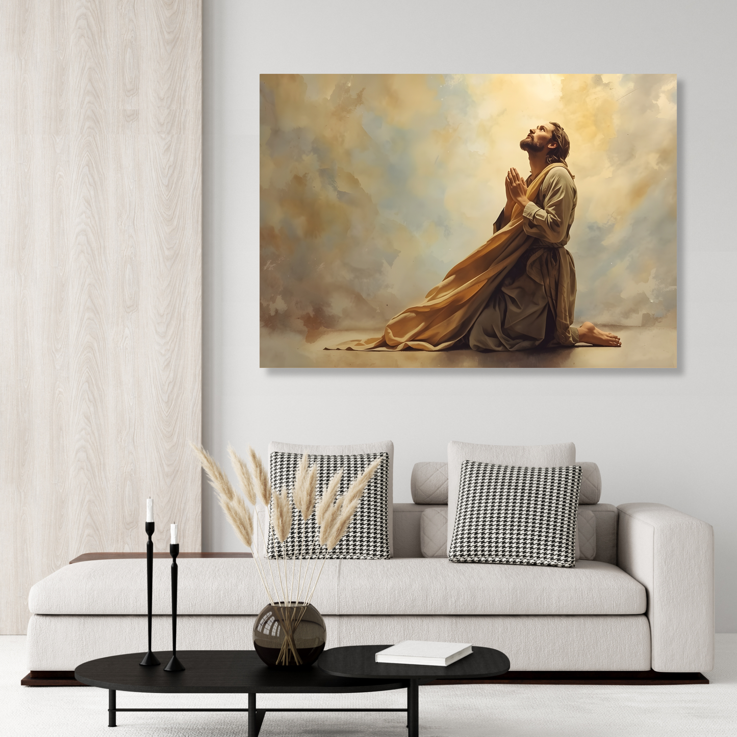 Jesus In Prayer Wall Art Canvas Print