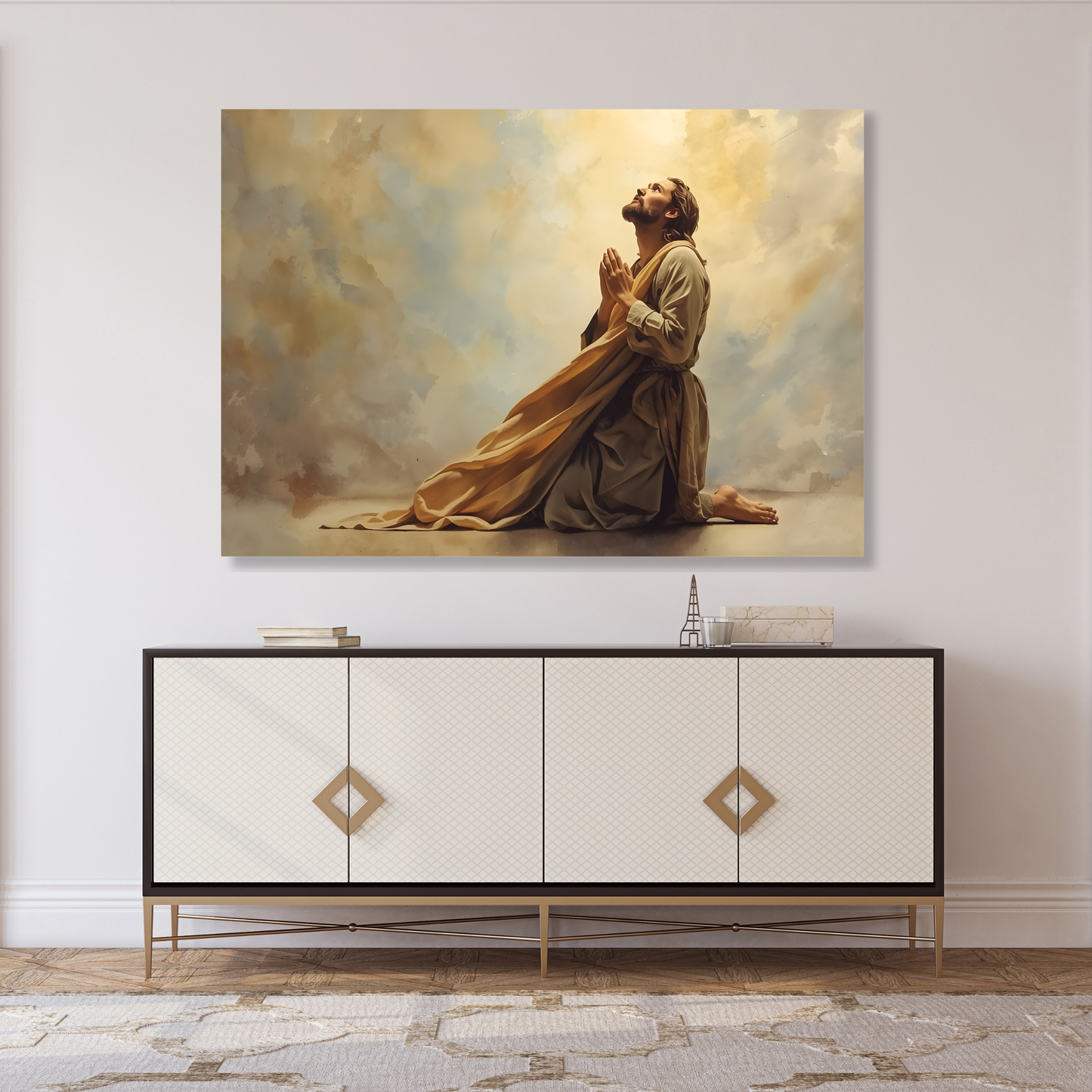 Jesus In Prayer Wall Art Canvas Print