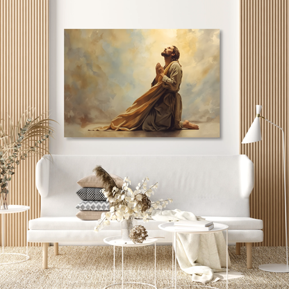 Jesus In Prayer Wall Art Canvas Print