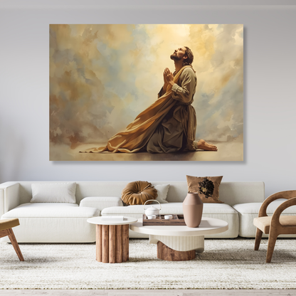 Jesus In Prayer Wall Art Canvas Print