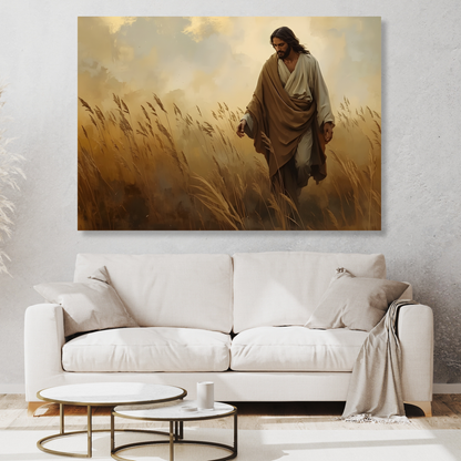 Jesus Wandering In The Field Wall Art Canvas Print