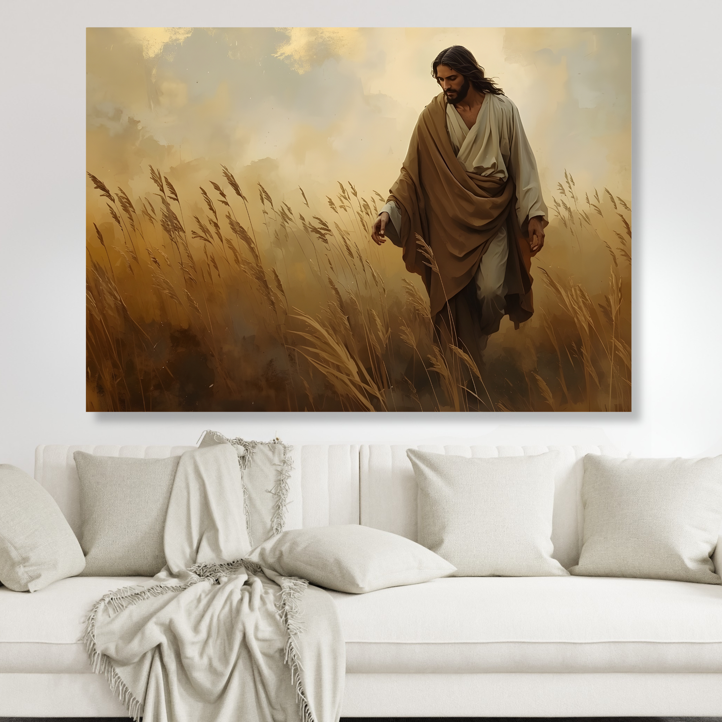 Jesus Wandering In The Field Wall Art Canvas Print