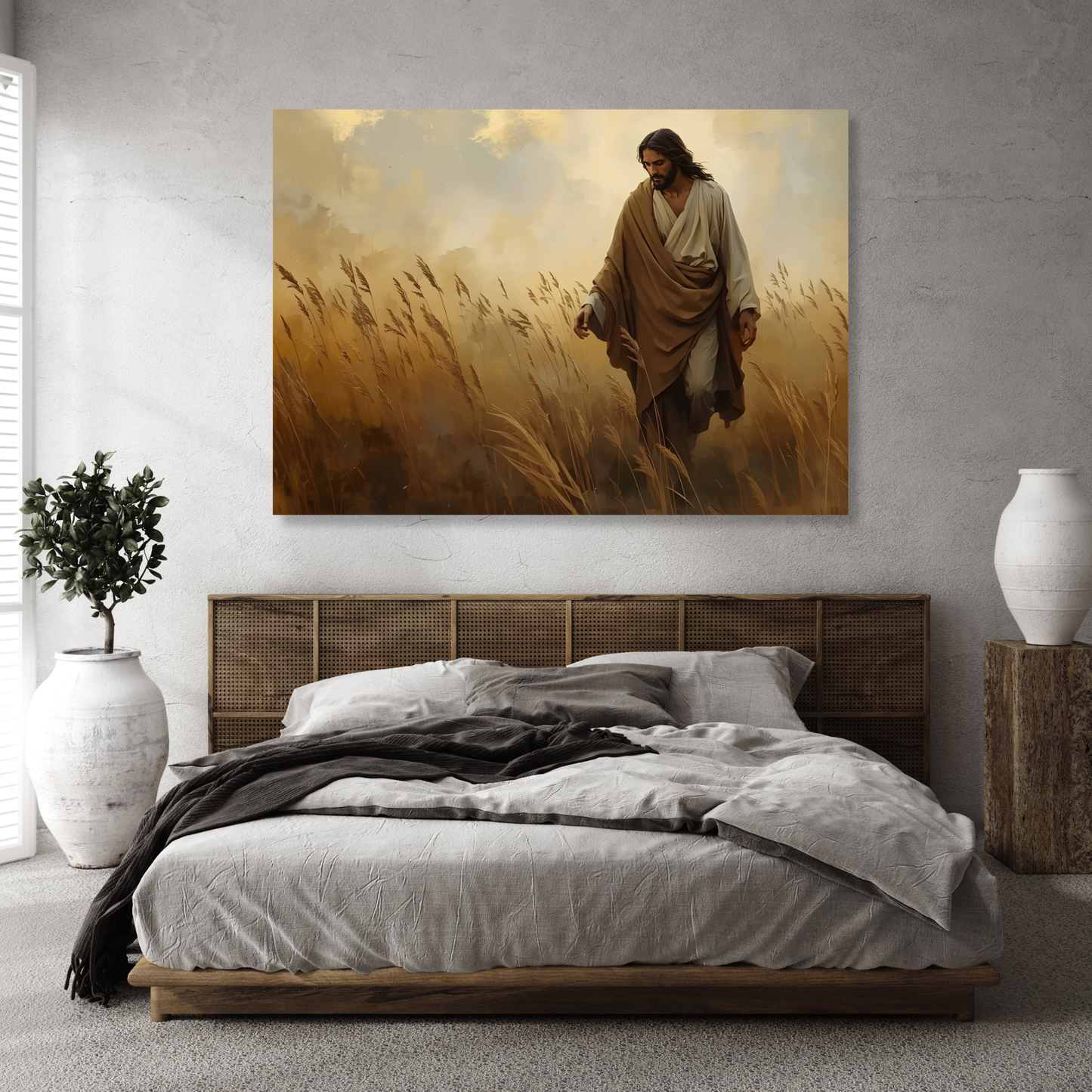 Jesus Wandering In The Field Wall Art Canvas Print