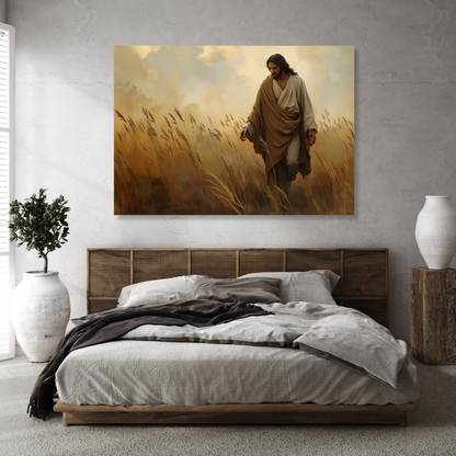 Jesus Wandering In The Field Wall Art Canvas Print