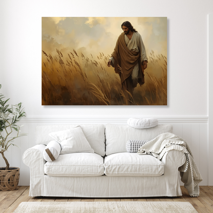 Jesus Wandering In The Field Wall Art Canvas Print