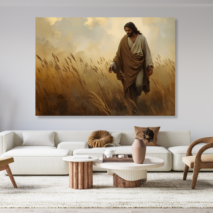 Jesus Wandering In The Field Wall Art Canvas Print