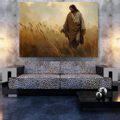 Jesus Wandering In The Field Wall Art Canvas Print