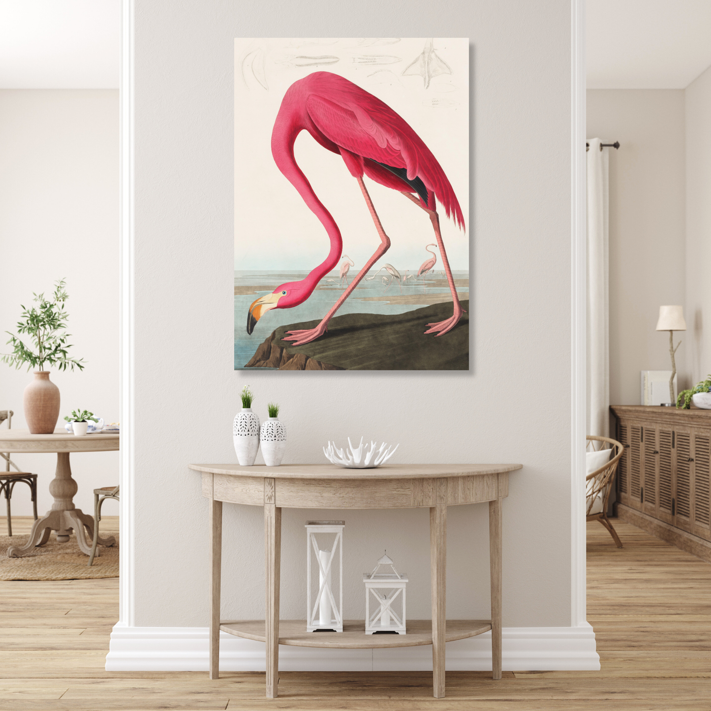 John James Audubon - Pink Flamingo from Birds of America Wall Art Canvas Print